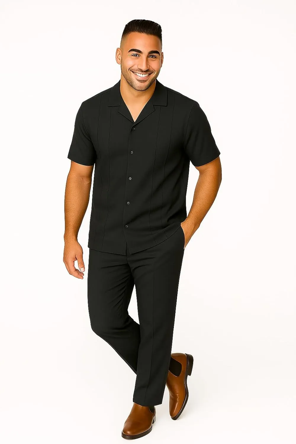 STACY ADAMS Men's Linen Shirt Pant Set