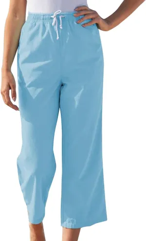 Straight Wide Leg Pants for Women Summer Trendy Cotton Linen Ankle Pants Drawstring Elastic Waist Cropped Trousers