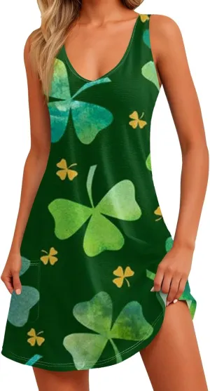 Summer Dresses for Women 2025 Casual Loose Fit V Neck Sundresses for Women Beach Sleeveless Tank Dress with Pockets