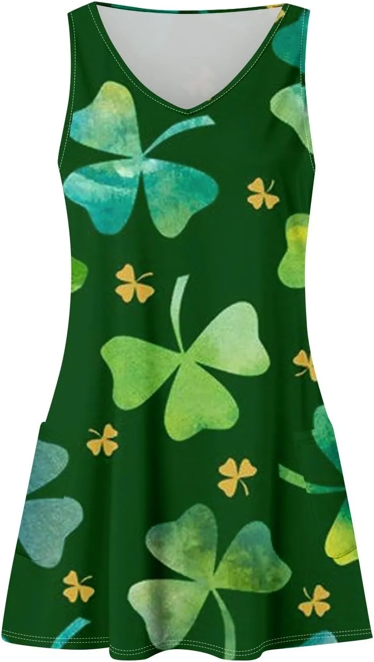 Summer Dresses for Women 2025 Casual Loose Fit V Neck Sundresses for Women Beach Sleeveless Tank Dress with Pockets