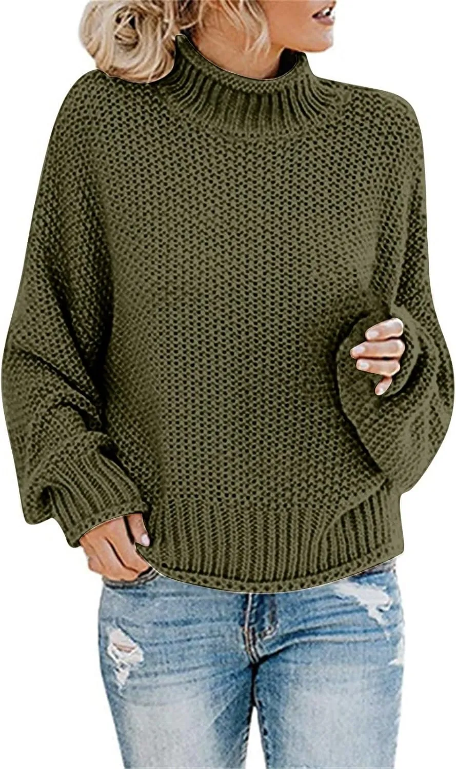Sweaters for Women 2024 Trendy Plus Size Cable Knit Turtleneck Sweater Casual Fall Winter Long Sleeve Pullover Tops