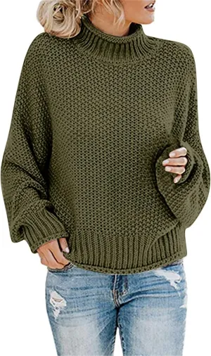 Sweaters for Women 2024 Trendy Plus Size Cable Knit Turtleneck Sweater Casual Fall Winter Long Sleeve Pullover Tops