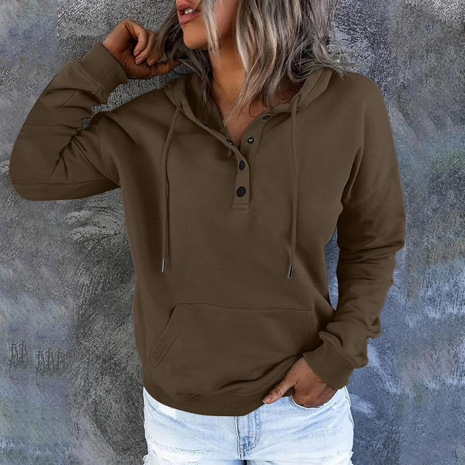 Sweatshirts for Women 2024 Plus Size Long Sleeve Drawstring Hoodies Sweaters Casual Cute Pullover Tops Fall Clothes