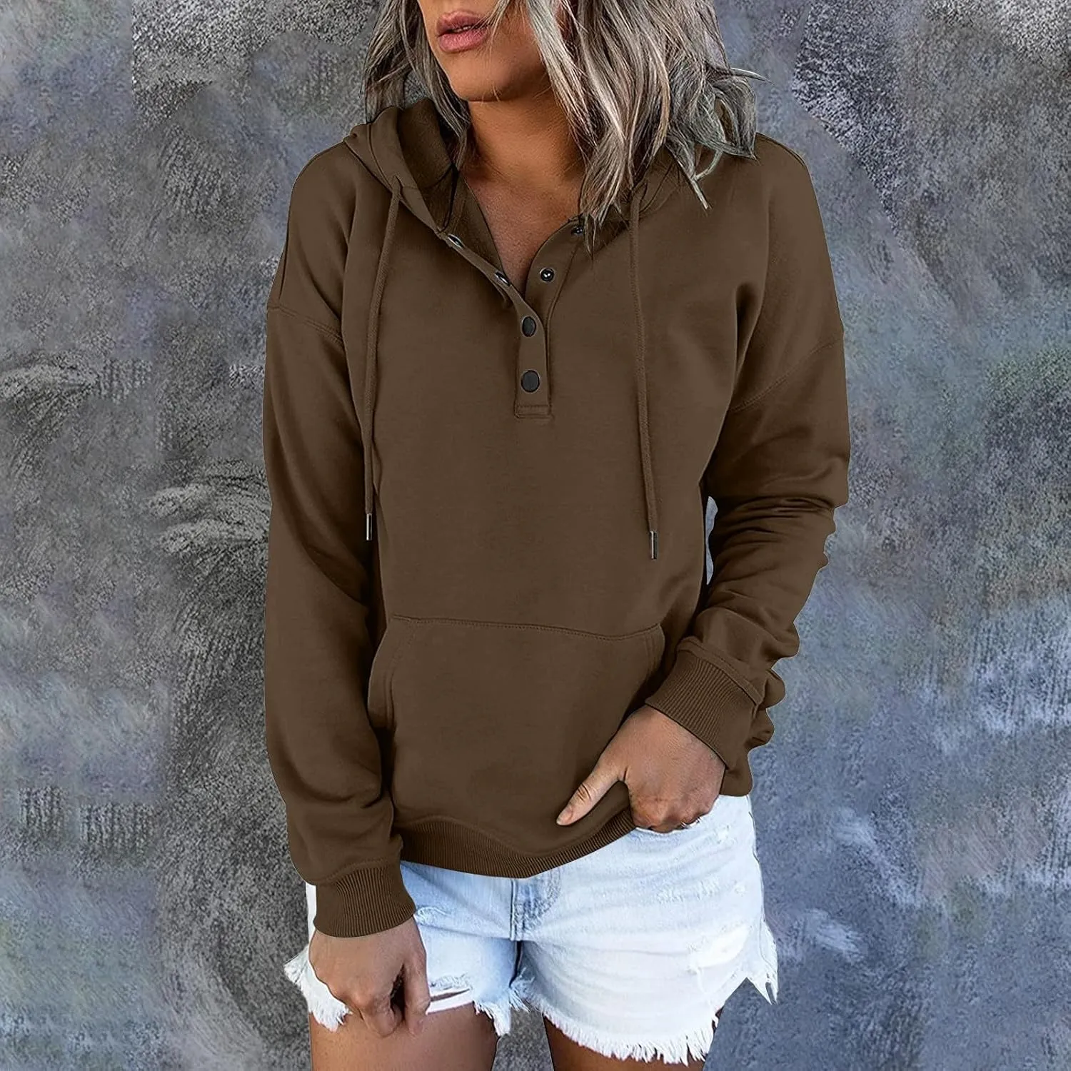 Sweatshirts for Women 2024 Plus Size Long Sleeve Drawstring Hoodies Sweaters Casual Cute Pullover Tops Fall Clothes