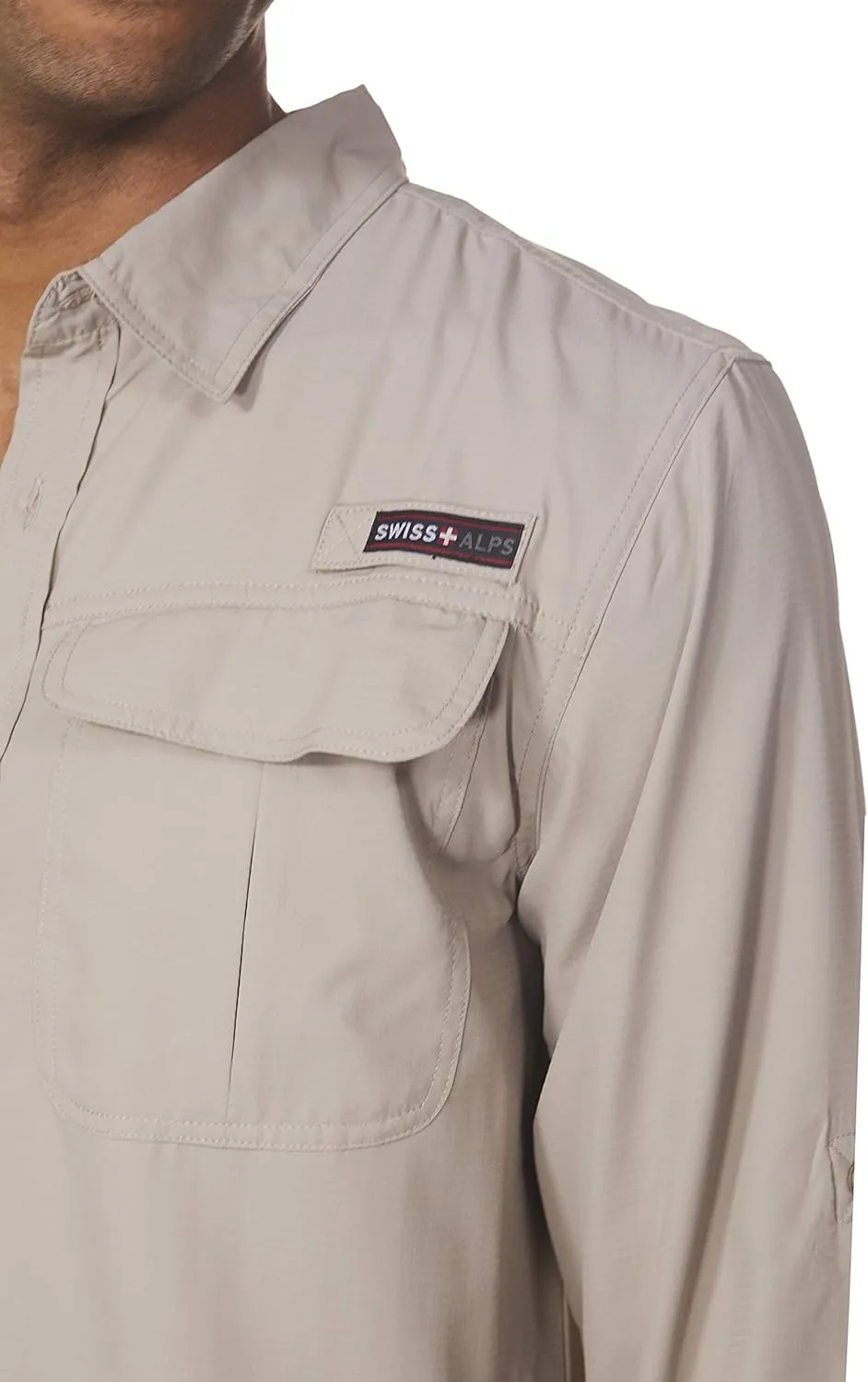 Swiss Alps Mens Long Sleeve Fishing Shirt