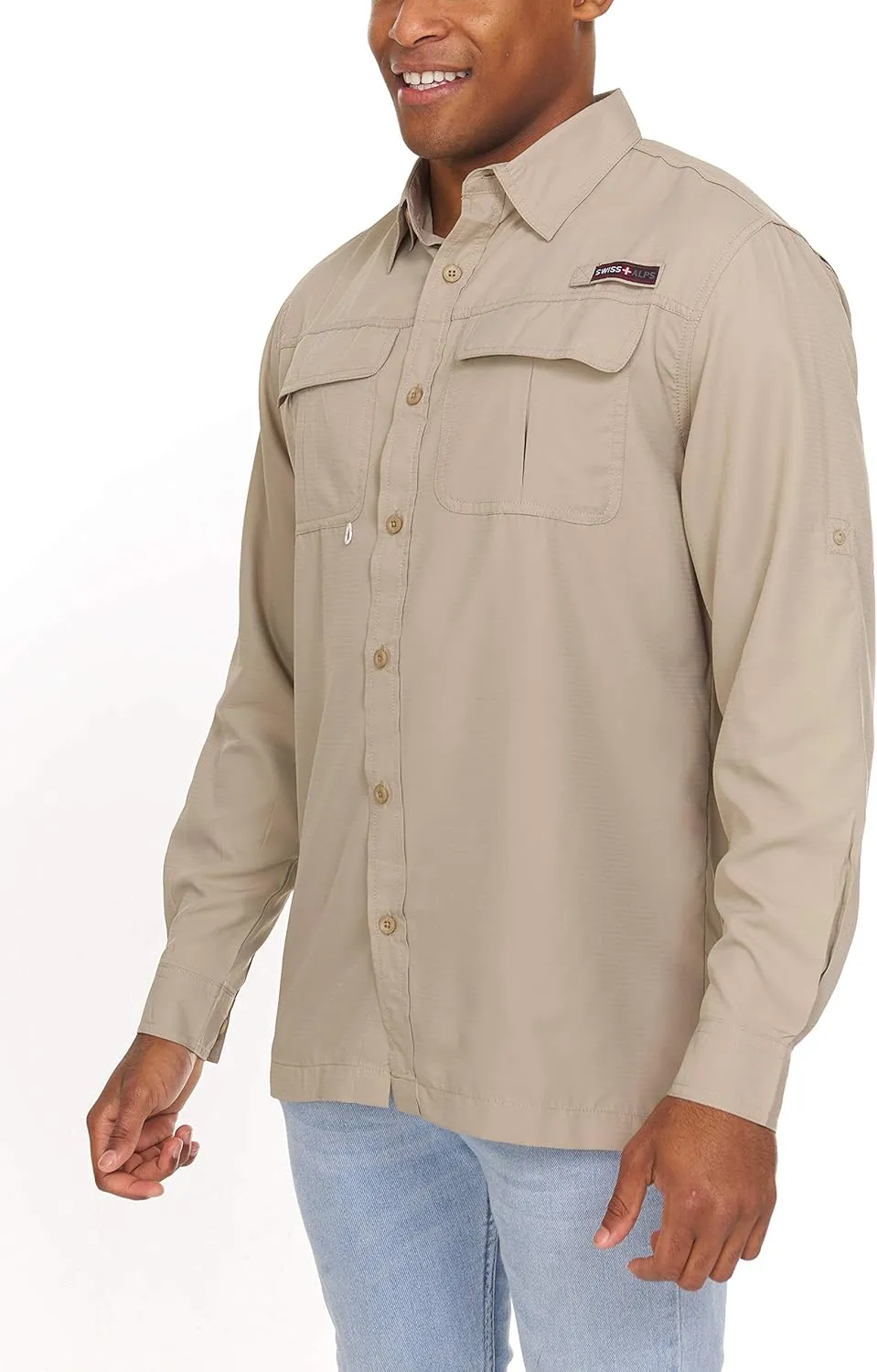 Swiss Alps Mens Long Sleeve Fishing Shirt