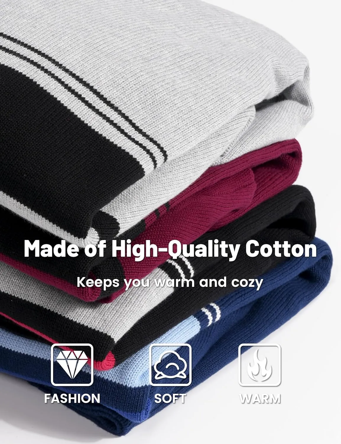 TACVASEN Mens Sweater Quarter Zip Pullover Cotton Long Sleeve Sweaters Striped Causal Pullovers Fall Winter Sweatshirt