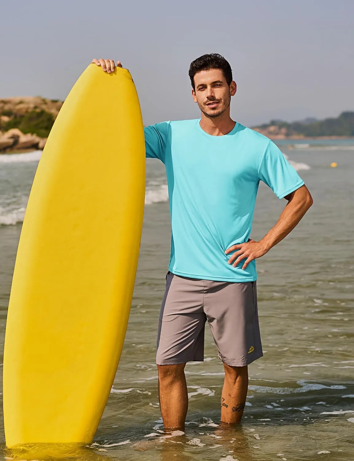 TACVASEN Swim Shirts for Men Rash Guard SPF Short Sleeve Sun T-Shirt UPF 50 Quick Dry Lightweight Fishing Water Shirt