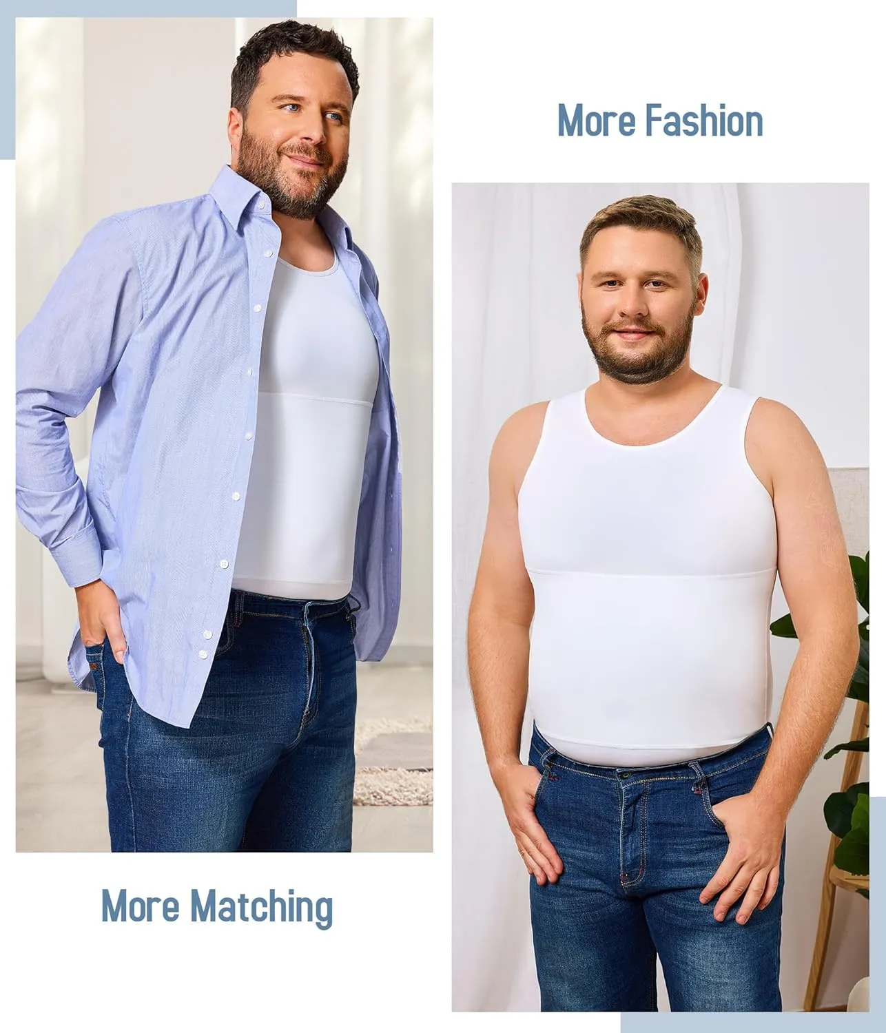 TAILONG Mens Compression Shirt Body Shaper Slimming Undershirt Vest Compression Tank Top Ekko Beaters
