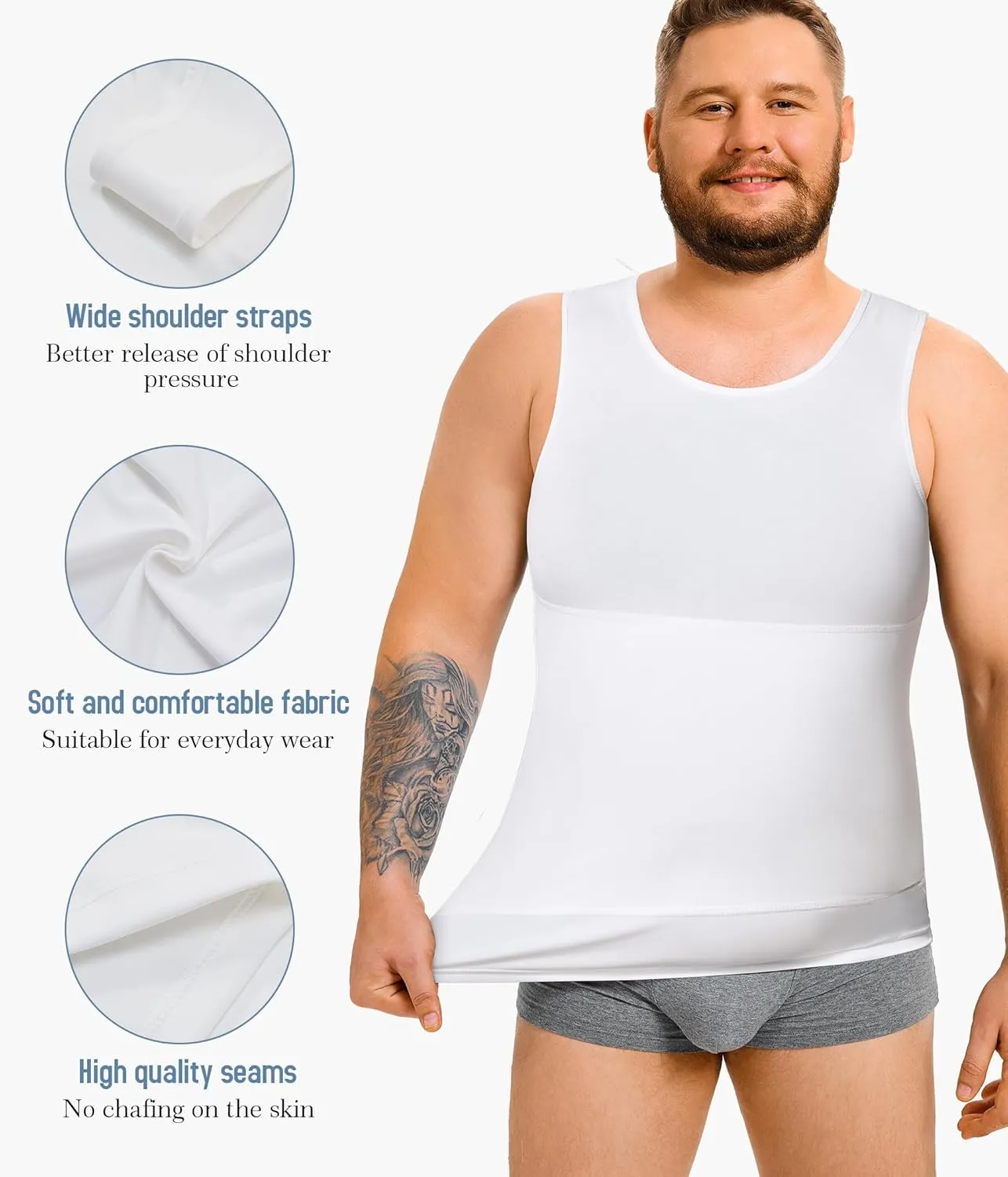 TAILONG Mens Compression Shirt Body Shaper Slimming Undershirt Vest Compression Tank Top Ekko Beaters