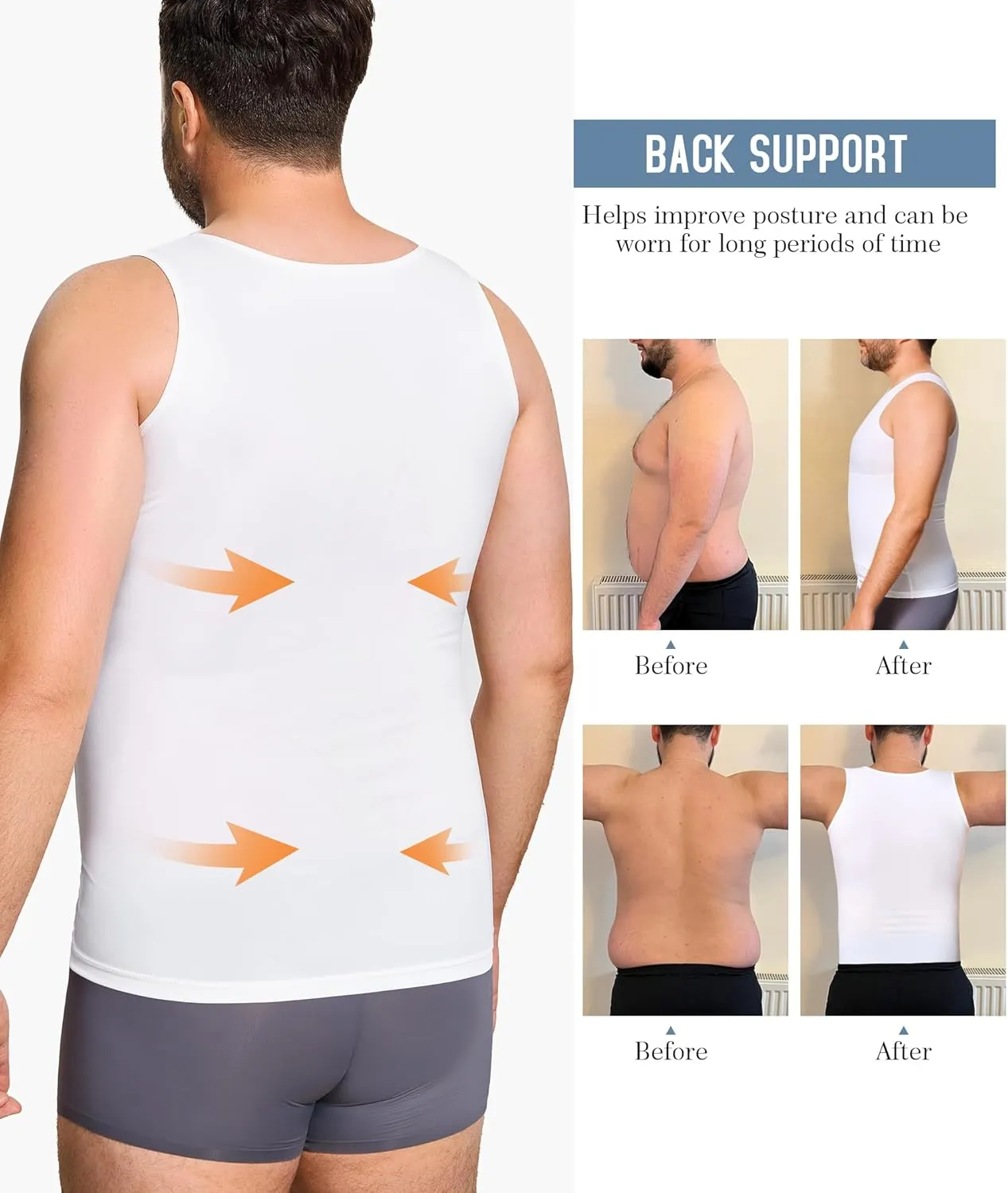 TAILONG Mens Compression Shirt Body Shaper Slimming Undershirt Vest Compression Tank Top Ekko Beaters
