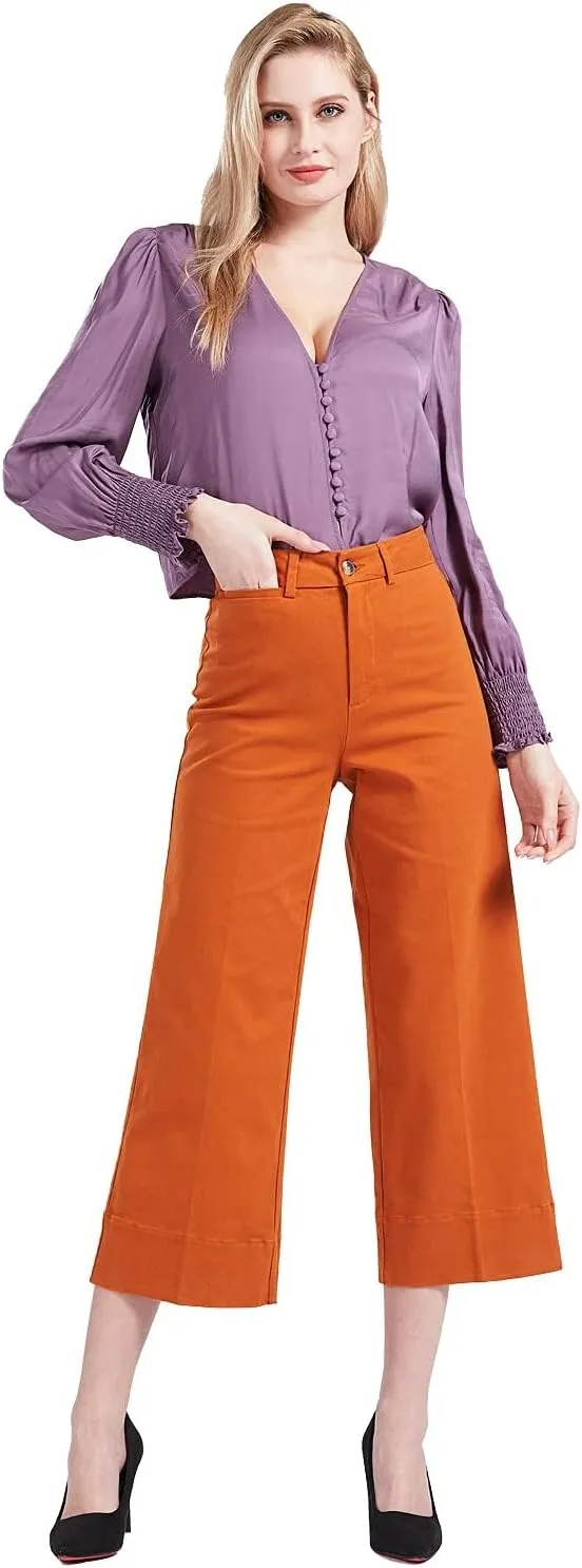 Taloyone High Waisted Casual Chino Pants for Women Work Trouser Slacks Women's Lounge Dress Pants