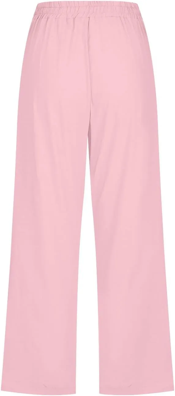 TARIENDY Capri Pants for Women Casual 2025 Summer Drawstring Elastic High Waisted Pant Straight Wide Leg Cropped Trouser