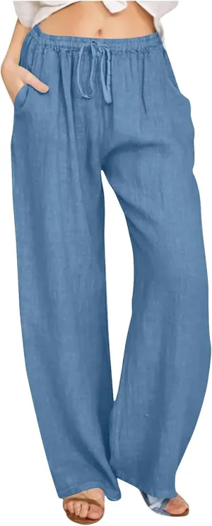 TARIENDY Casual Pants for Women Loose Fit Women's high Waisted Trousers Wide Leg Casual Outfits Elastic Drawstring Pants