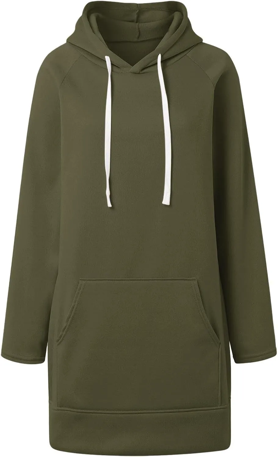 The Warmy Oversized Hoodie Dress for Womens Long Sleeve Split Hem Drawstring Midi Dress Pullover Hoodies with Pocket