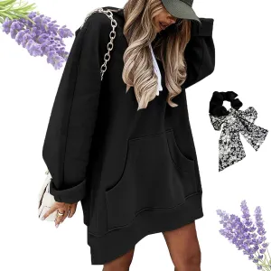 The Warmy Oversized Hoodie Dress, Hoodie Dress For Women With Pockets, Plus Size Sweatshirt for Women Split Hem
