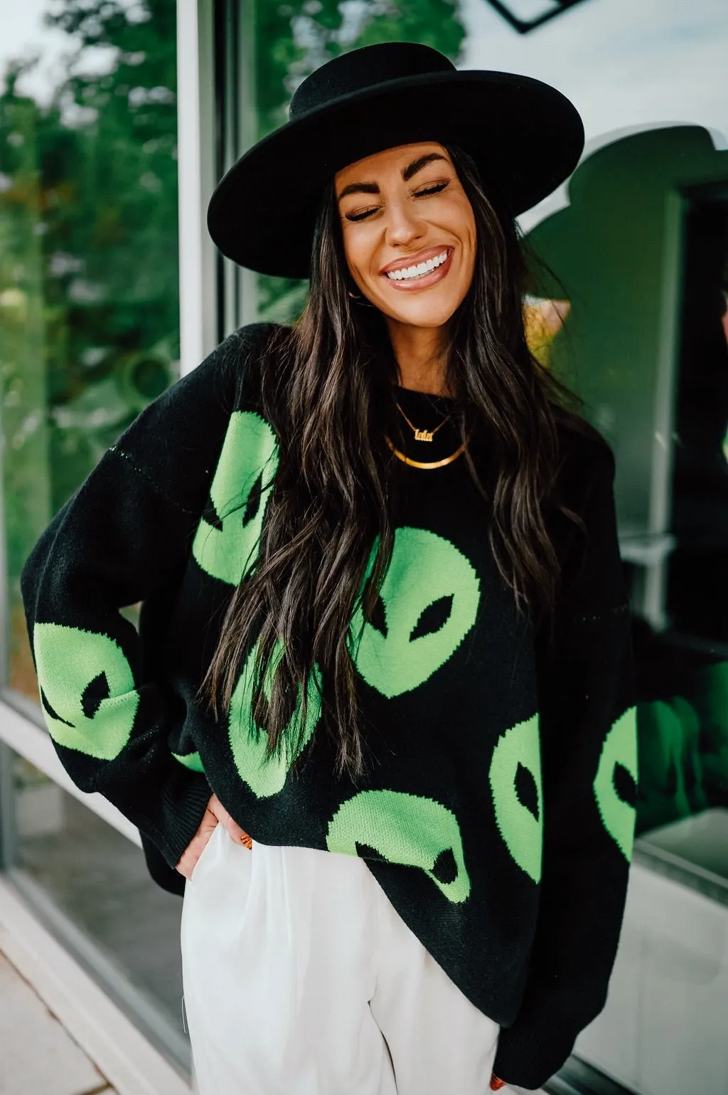 Too Cool For You Oversized Alien Knit in Black