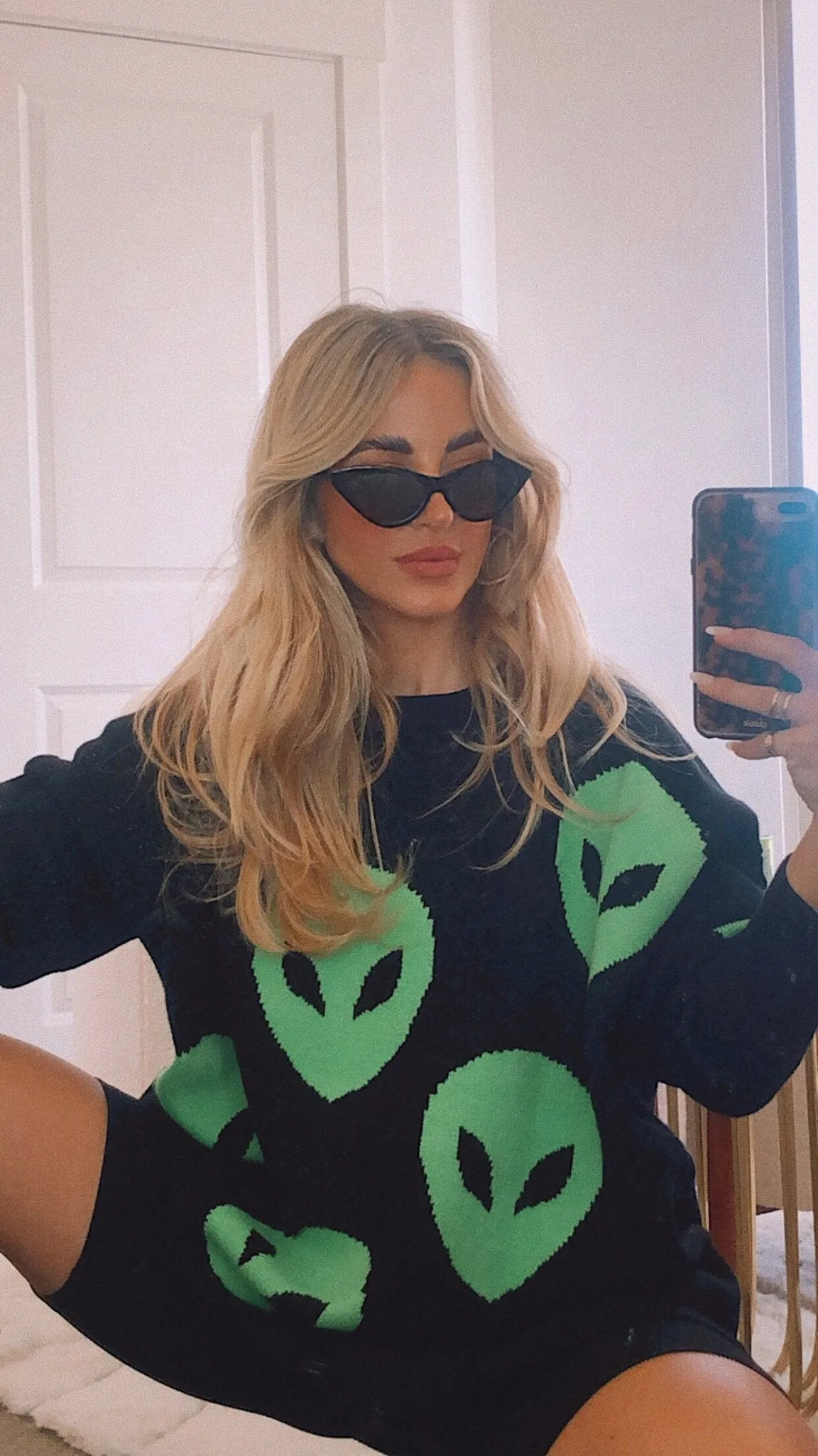 Too Cool For You Oversized Alien Knit in Black