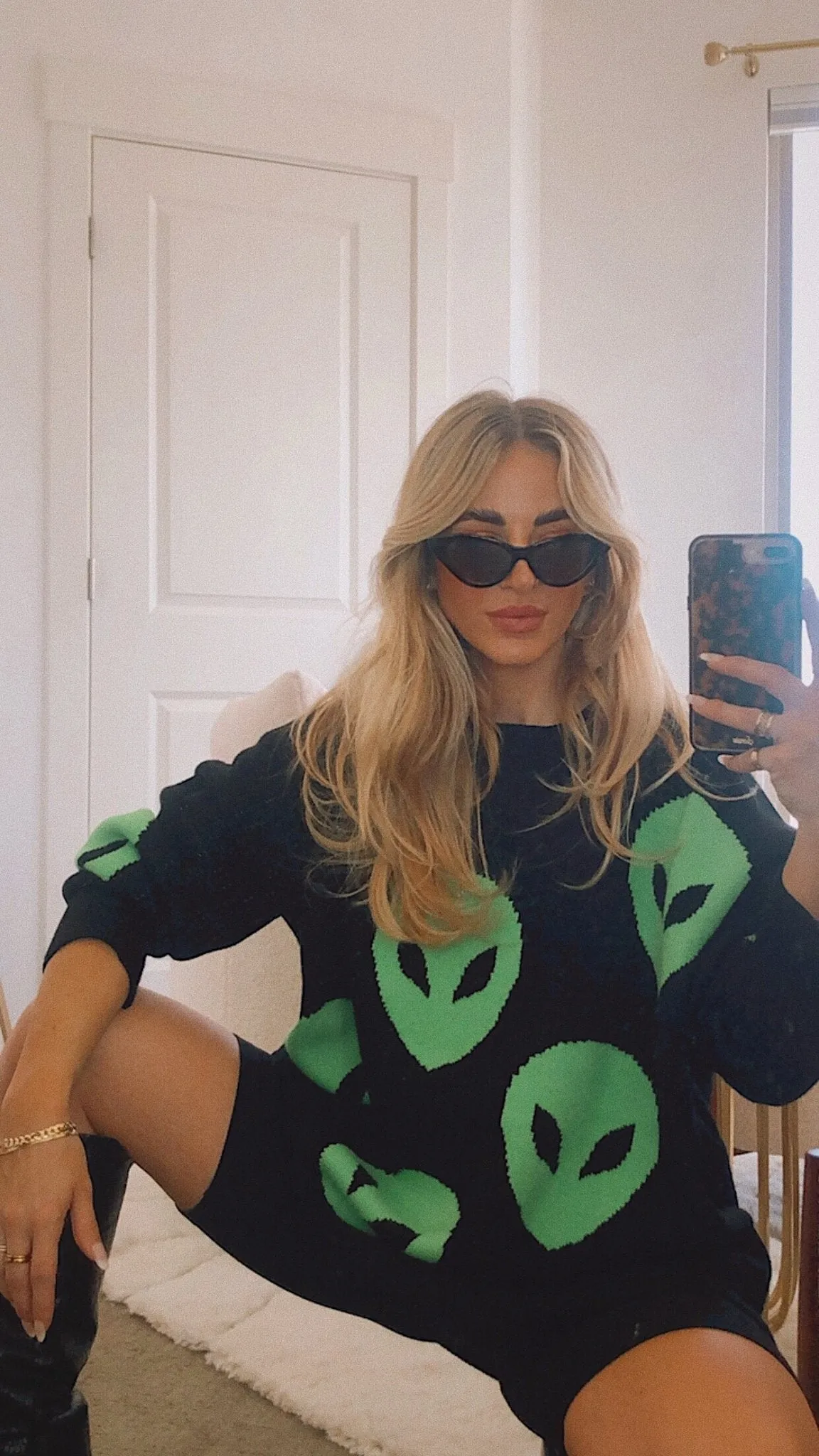 Too Cool For You Oversized Alien Knit in Black