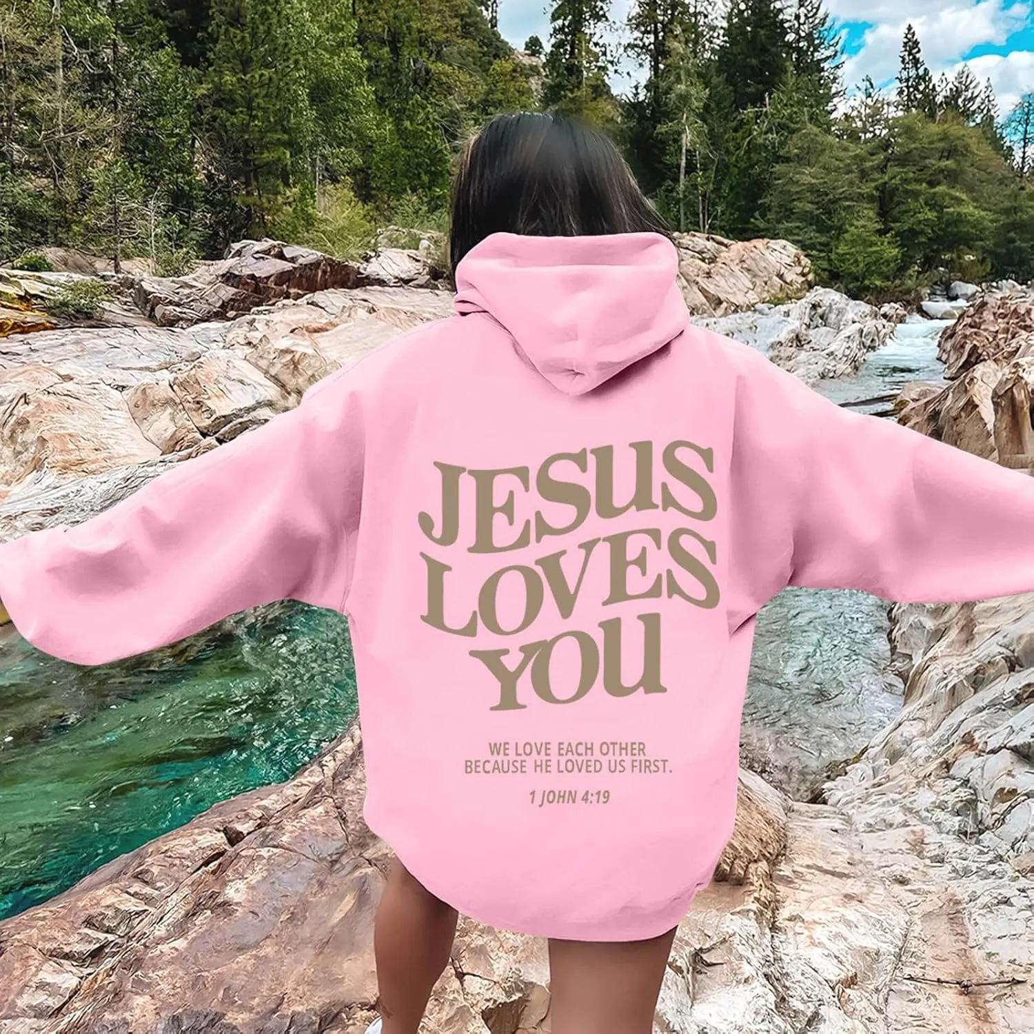 Trust in The Lord Christian Bible Verse Hoodie Jesus Saves Faith Sweatshirt Loose Pullover Harajuku Streetwear
