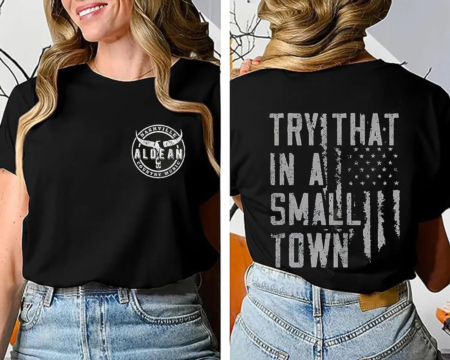 Try That in a Small Town Shirt for Women Country Music Concert Shirts Vintage Graphic Country Western T-Shirt Tops
