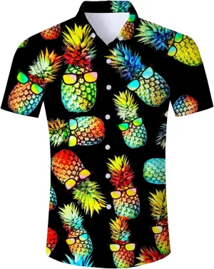 uideazone Mens Funny Hawaiian Shirts 3D Graphic Button Down Short Sleeve Tropical Holiday Beach Aloha Shirt