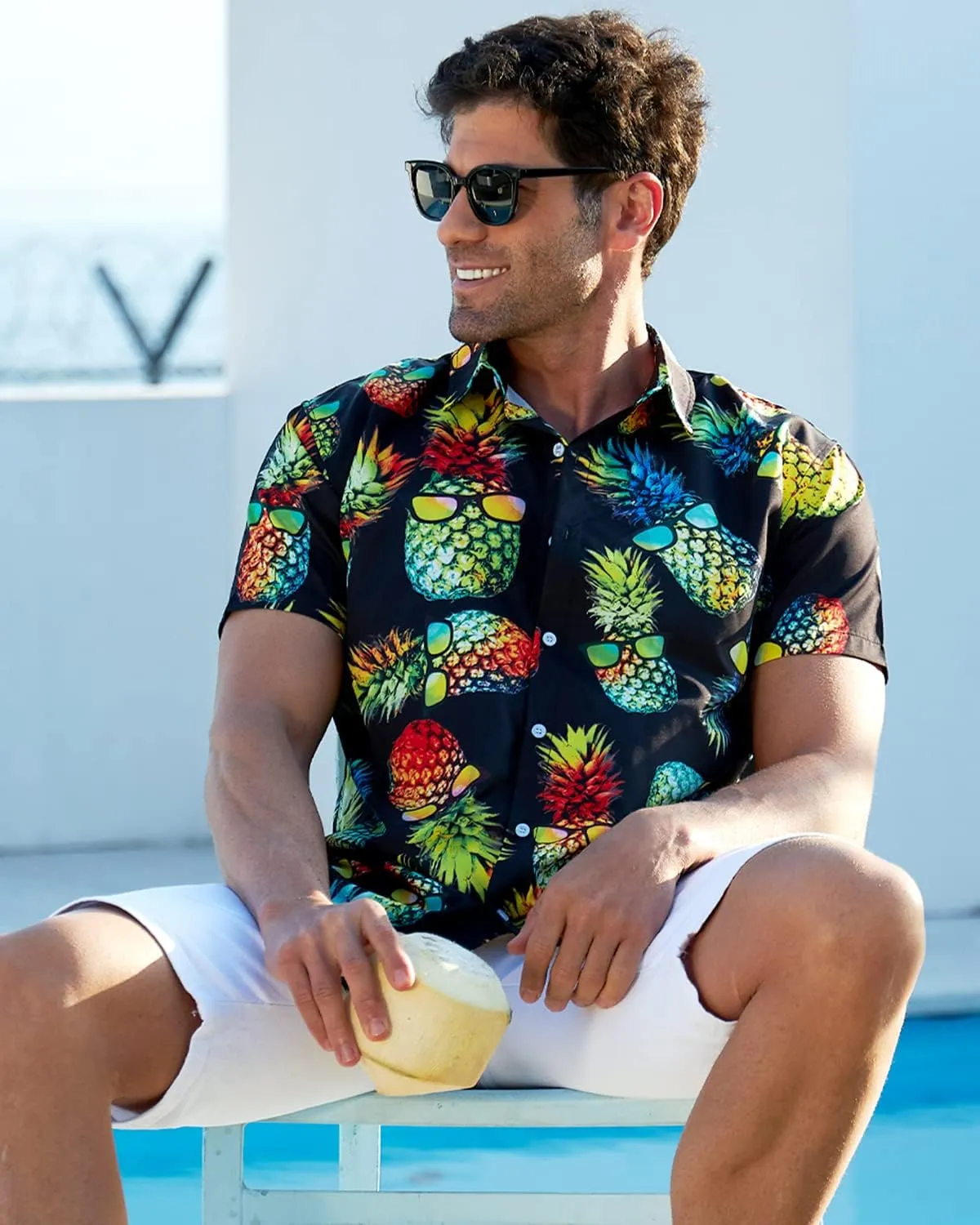 uideazone Mens Funny Hawaiian Shirts 3D Graphic Button Down Short Sleeve Tropical Holiday Beach Aloha Shirt