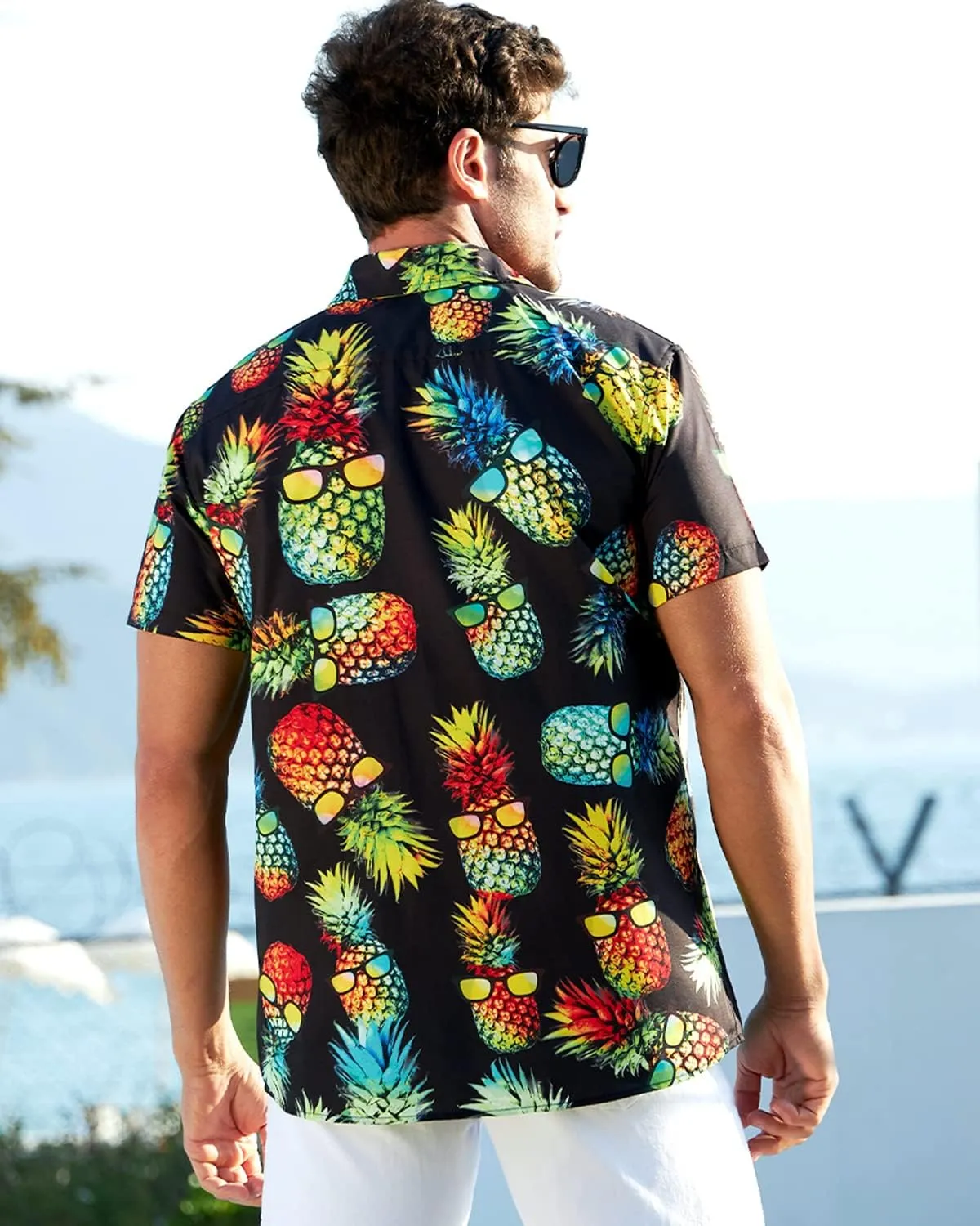 uideazone Mens Funny Hawaiian Shirts 3D Graphic Button Down Short Sleeve Tropical Holiday Beach Aloha Shirt
