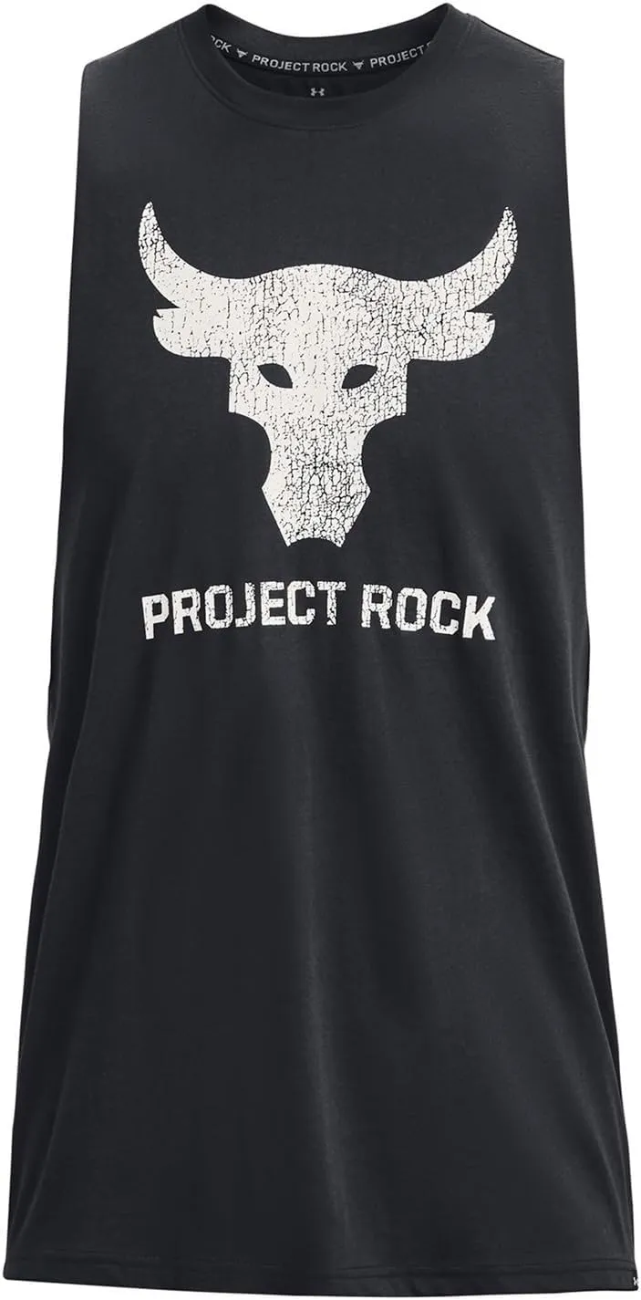 Under Armour Men's Project Rock Brahma Bull Tank Top Sleeveless Tee (US, Alpha, Medium, Regular, Regular, Black)