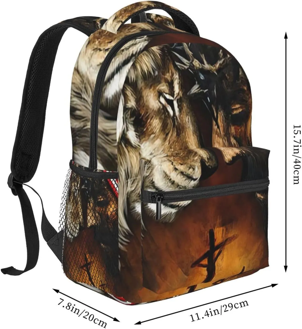 Under God Jesus Lion American Flag Backpack Laptop Backpack Sports Travel Shoulder bag Light casual backpack
