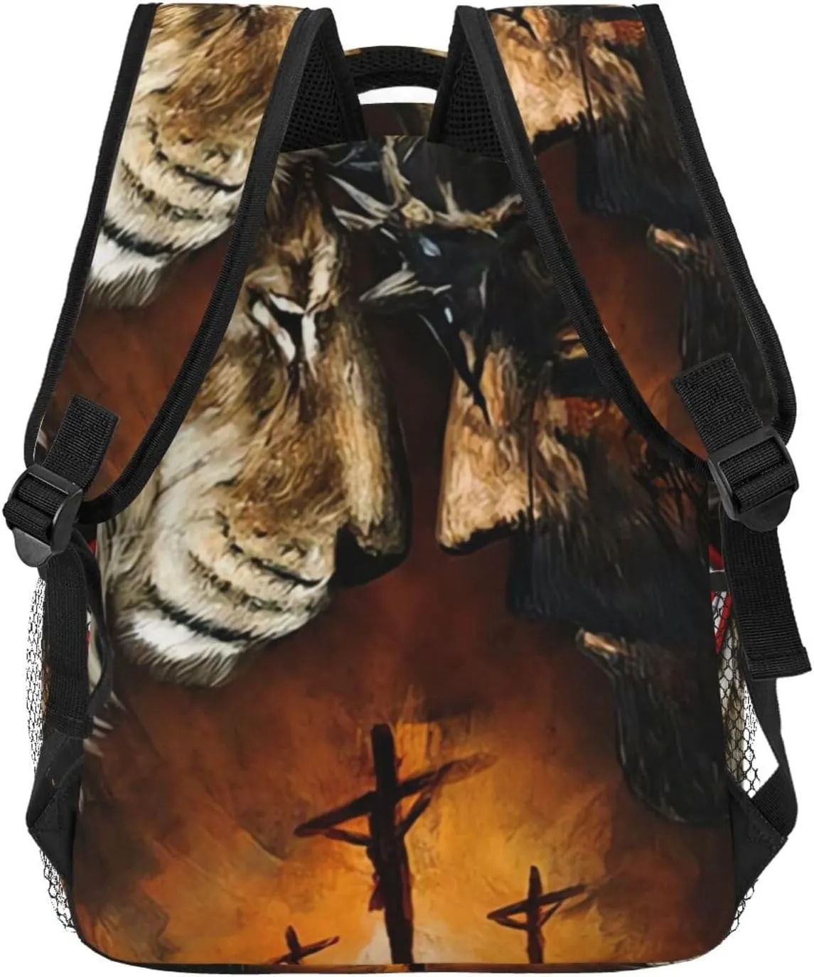 Under God Jesus Lion American Flag Backpack Laptop Backpack Sports Travel Shoulder bag Light casual backpack