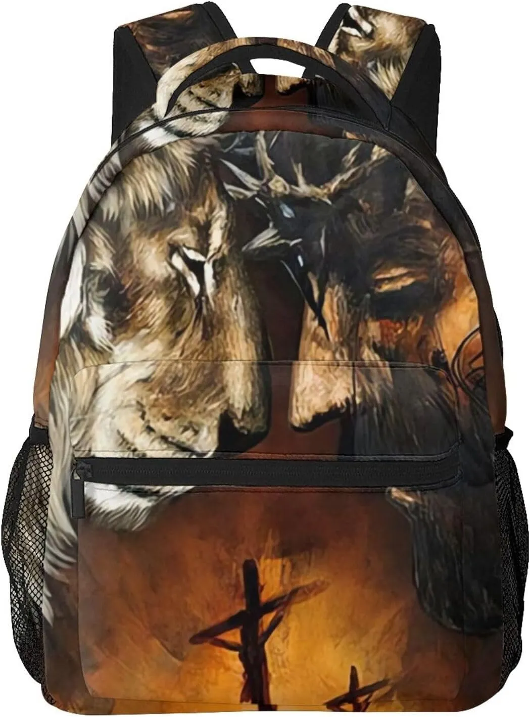 Under God Jesus Lion American Flag Backpack Laptop Backpack Sports Travel Shoulder bag Light casual backpack