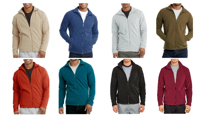 Unibasic Men Full Zip Long Sleeve Polyester Polar Fleece Jacket - Ships Next Day!