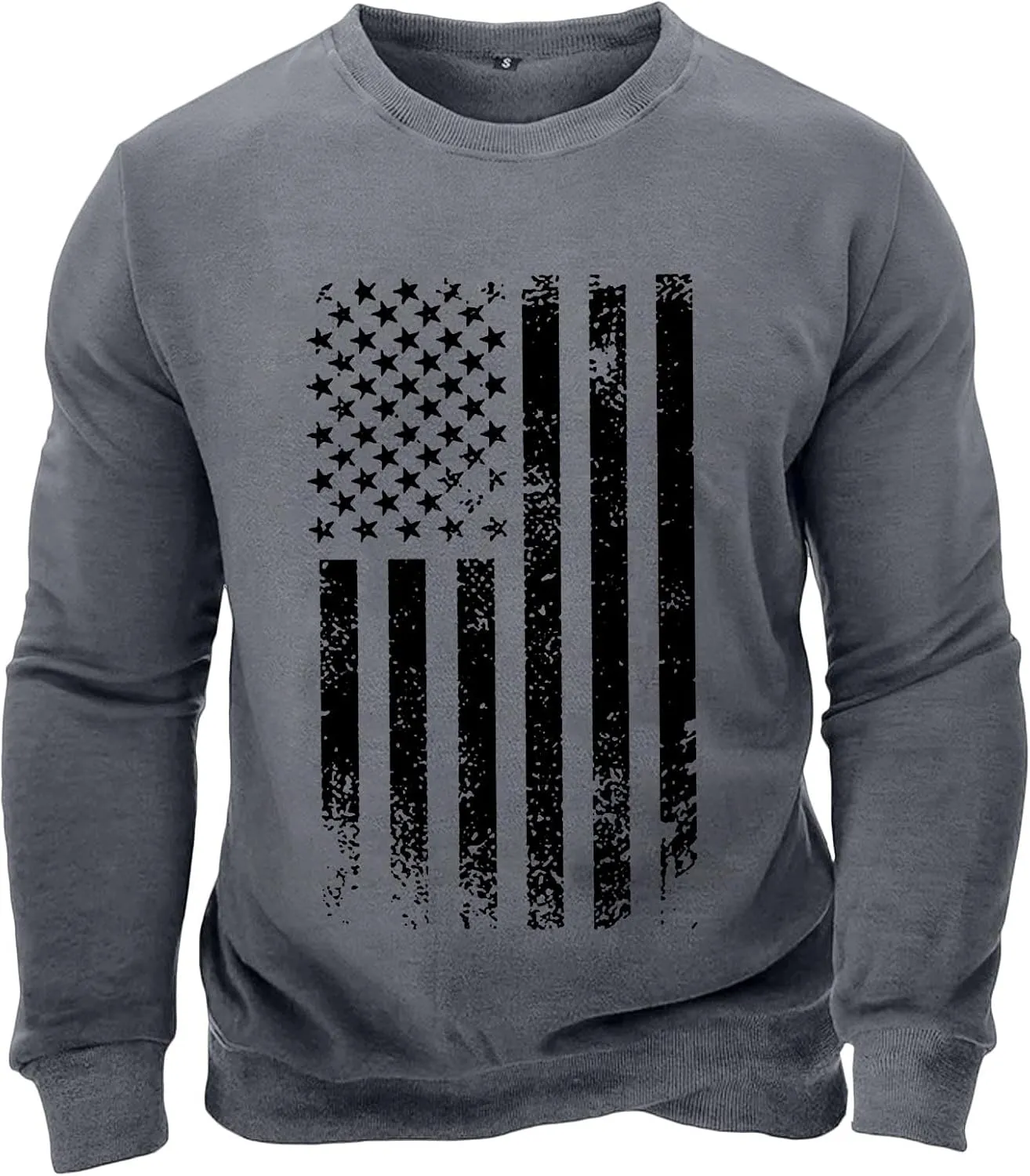 USA Flag Patriotic Sweatshirt for Men Plus Size Crewneck Pullover Fall Tops Casual Gym Shirts Workout Sweater