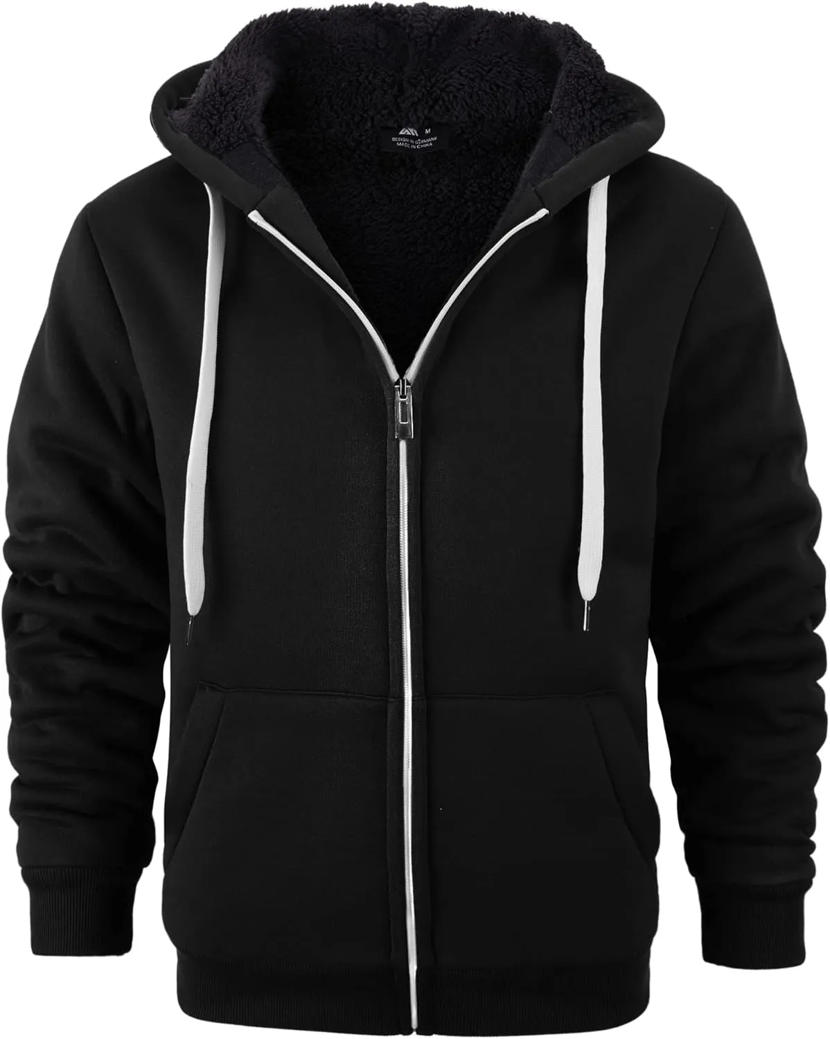 V VALANCH Men Hoodie Zip Up Winter Sherpa Lined Sweatshirt Heavyweight Thick Warm Fleece Jacket