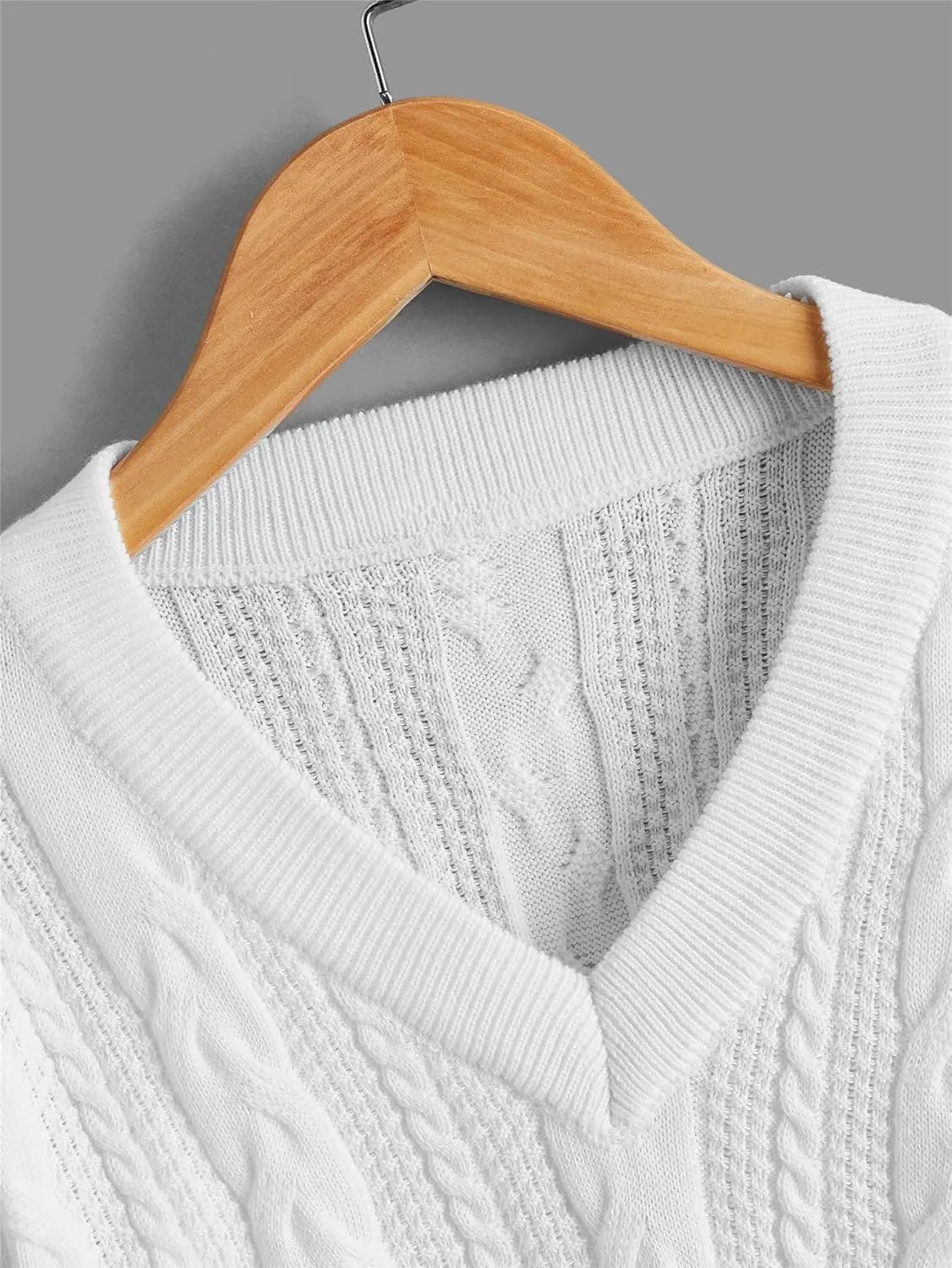Verdusa Girl's Long Sleeve Cardigan Sweater Drop Shoulder V Neck Knitted Cropped Sweater Jumper Tops