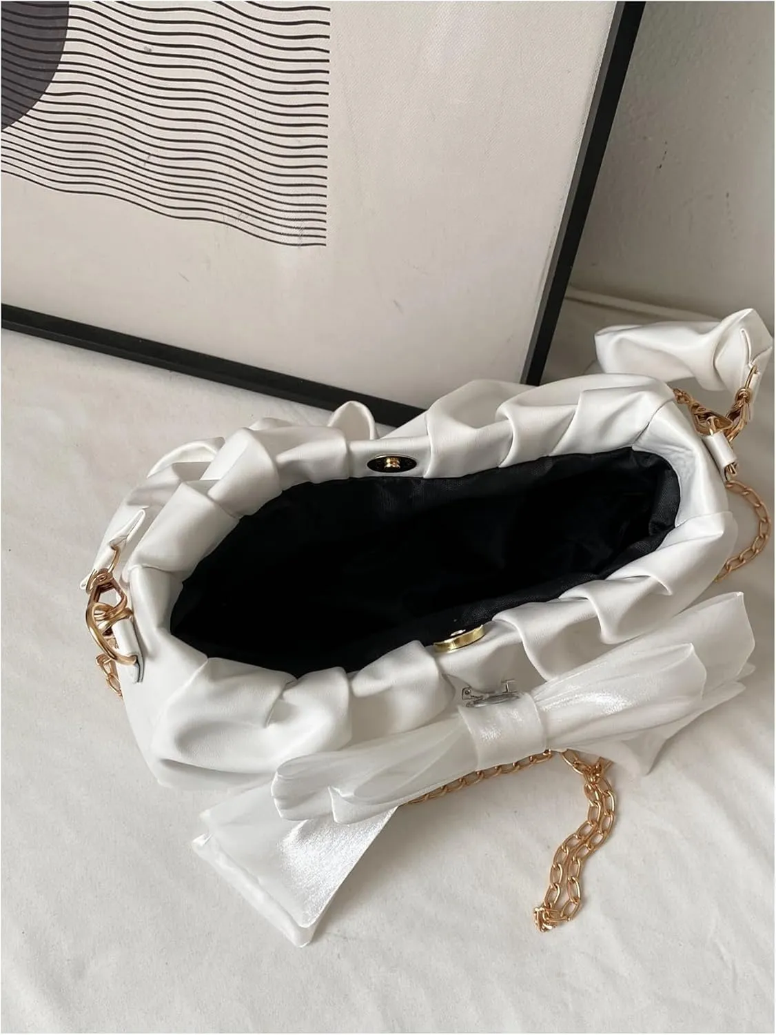 Verdusa Women's Bowknot Handbags Shoulder Bag Ruched Clutch Purses Bags