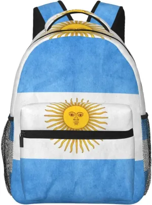 Vintage Argentina Flag Backpack Laptop Backpack Sports Travel Shoulder bag Light casual backpack