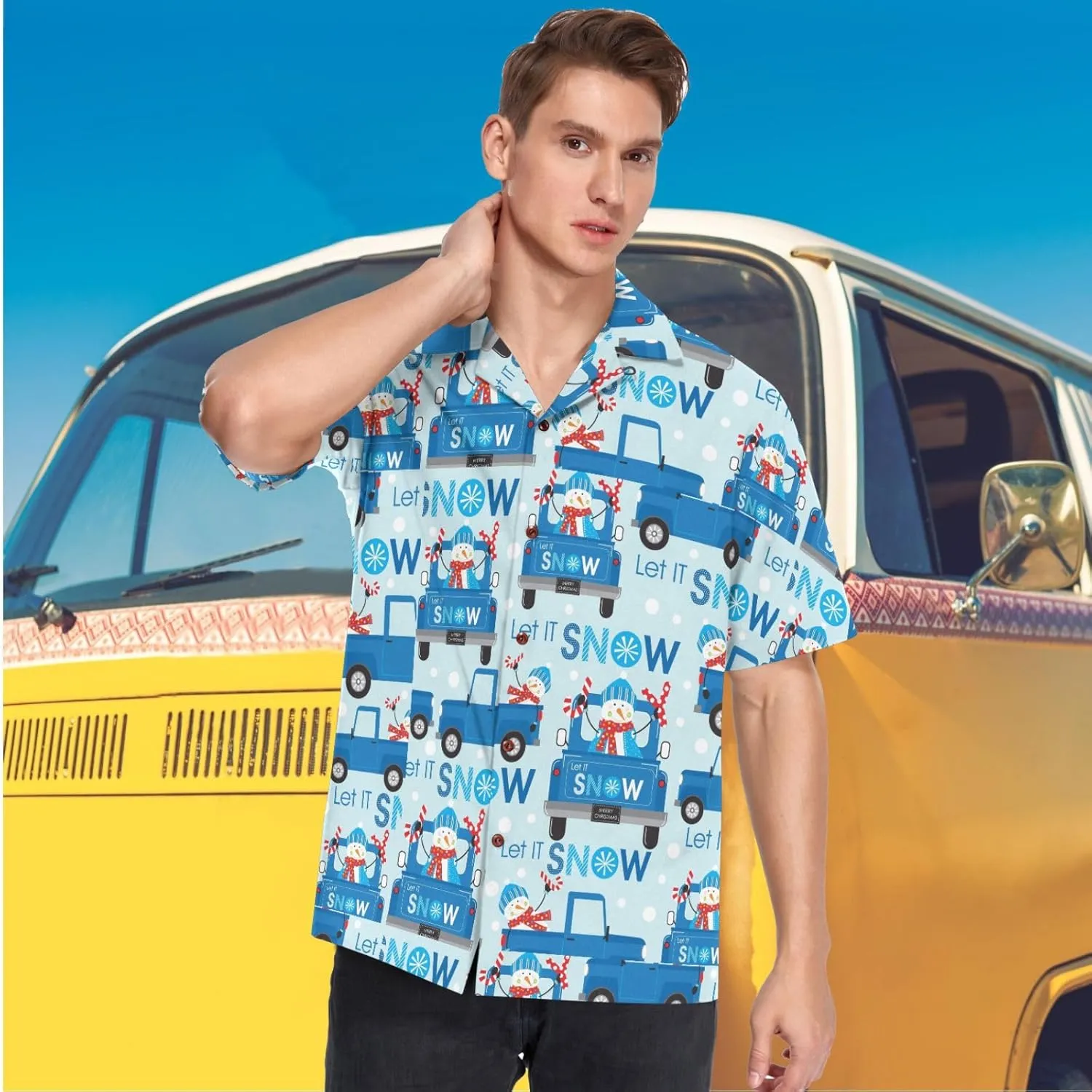 visesunny Hawaiian Bowling Shirts for Men Short Sleeve Regular Fit Summer Beach Casual Button Down Aloha Shirts S-3XL
