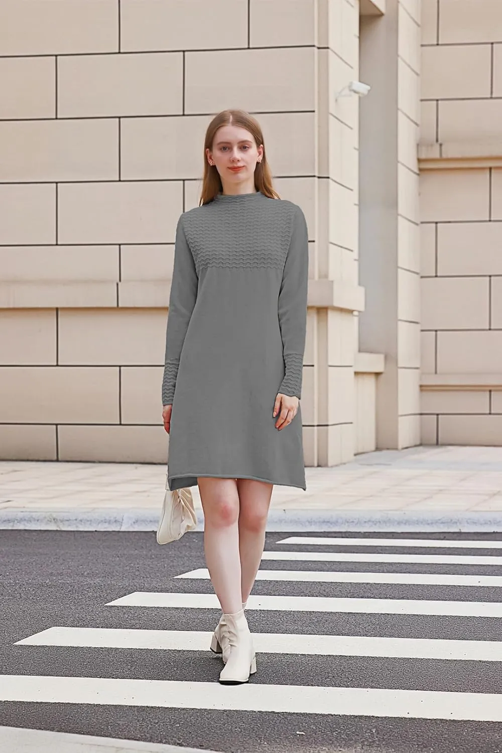 Wander Agio Womens Sweater Winter Warm Tops Sweater Dress for Women Fall Pullover Sweaters Fashion Long Skirt Over-The-Knee