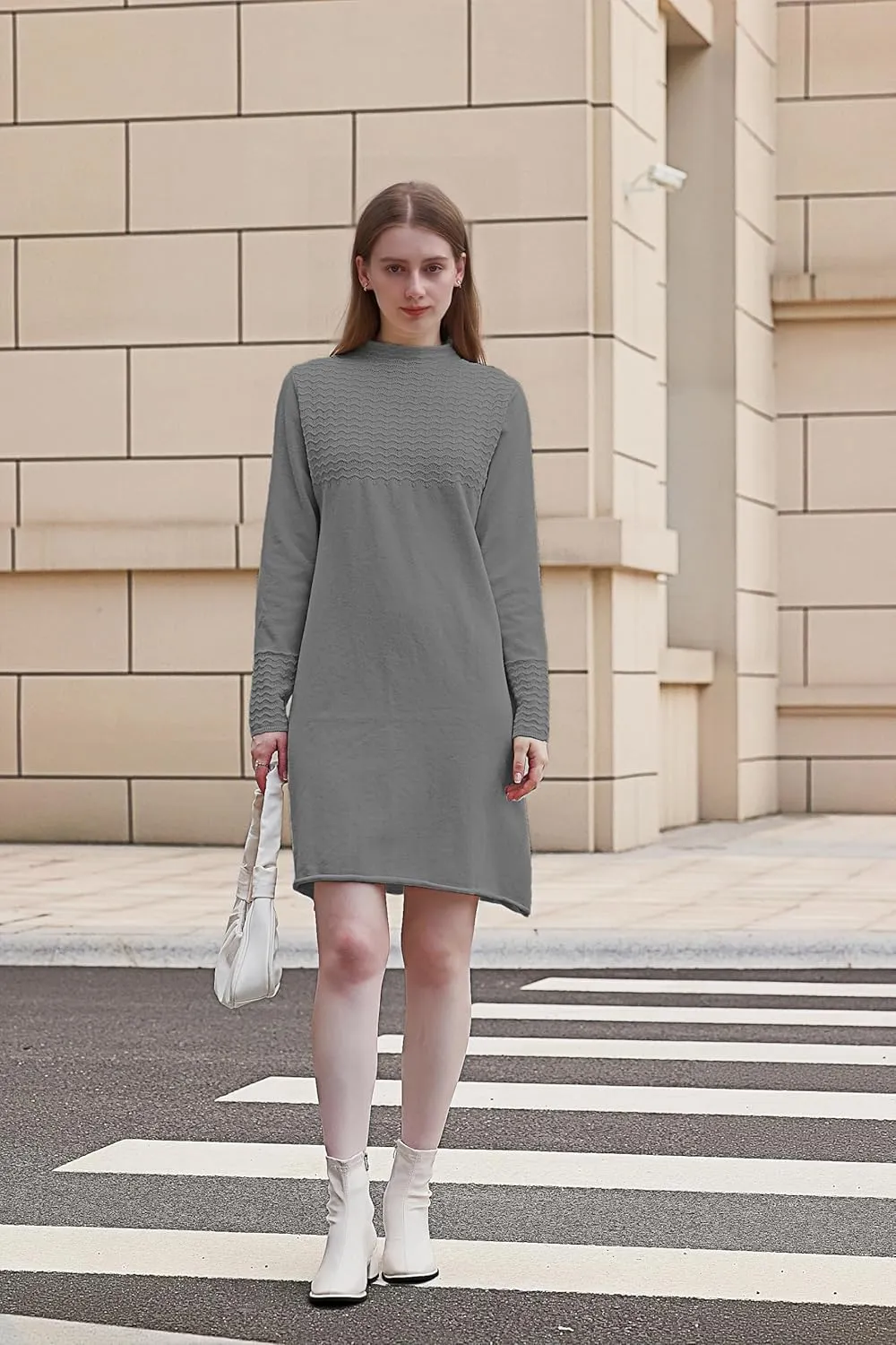 Wander Agio Womens Sweater Winter Warm Tops Sweater Dress for Women Fall Pullover Sweaters Fashion Long Skirt Over-The-Knee