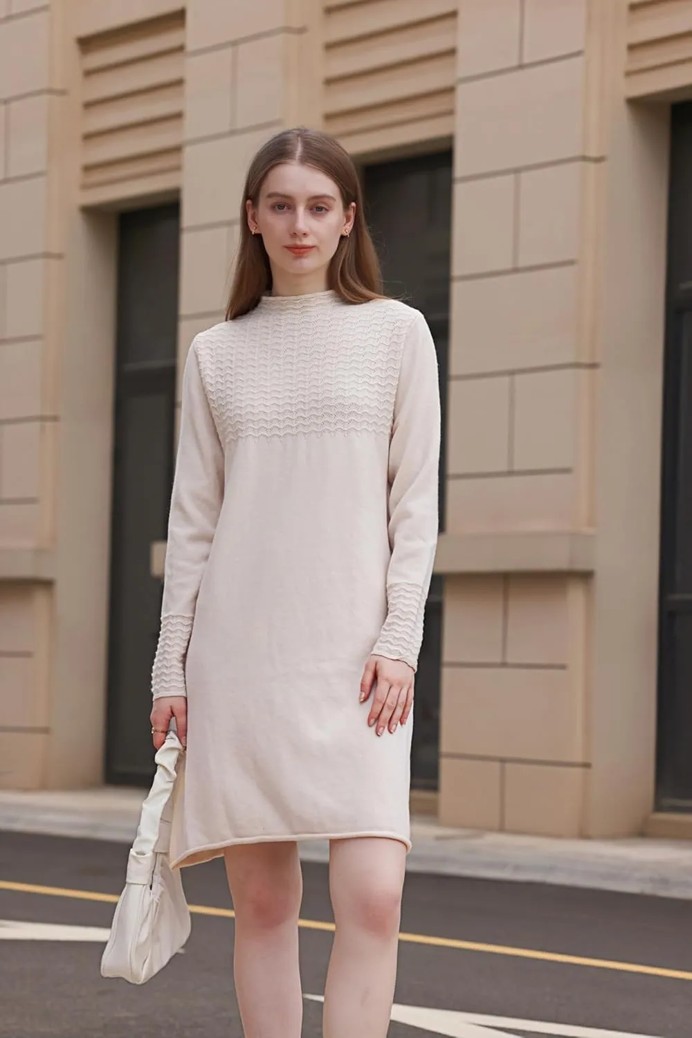 Wander Agio Womens Sweater Winter Warm Tops Sweater Dress for Women Fall Pullover Sweaters Fashion Long Skirt Over-The-Knee