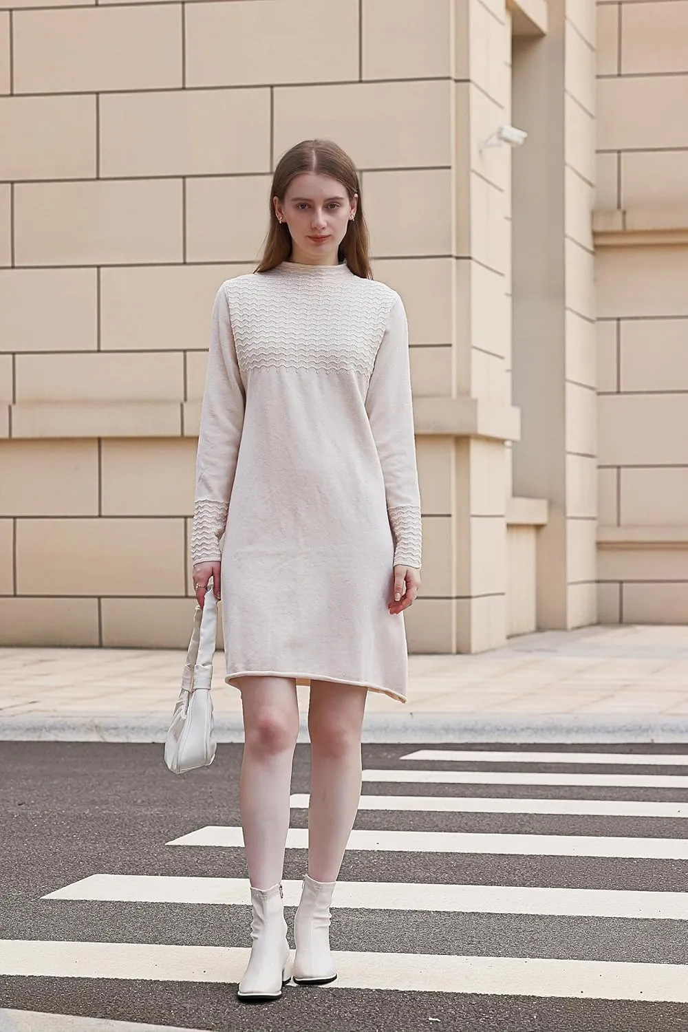 Wander Agio Womens Sweater Winter Warm Tops Sweater Dress for Women Fall Pullover Sweaters Fashion Long Skirt Over-The-Knee