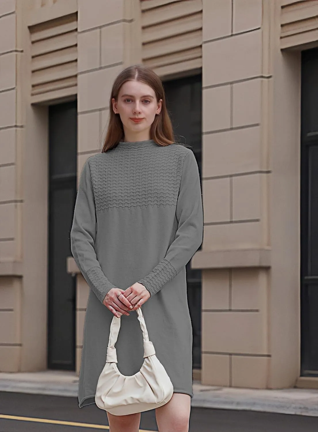 Wander Agio Womens Sweater Winter Warm Tops Sweater Dress for Women Fall Pullover Sweaters Fashion Long Skirt Over-The-Knee