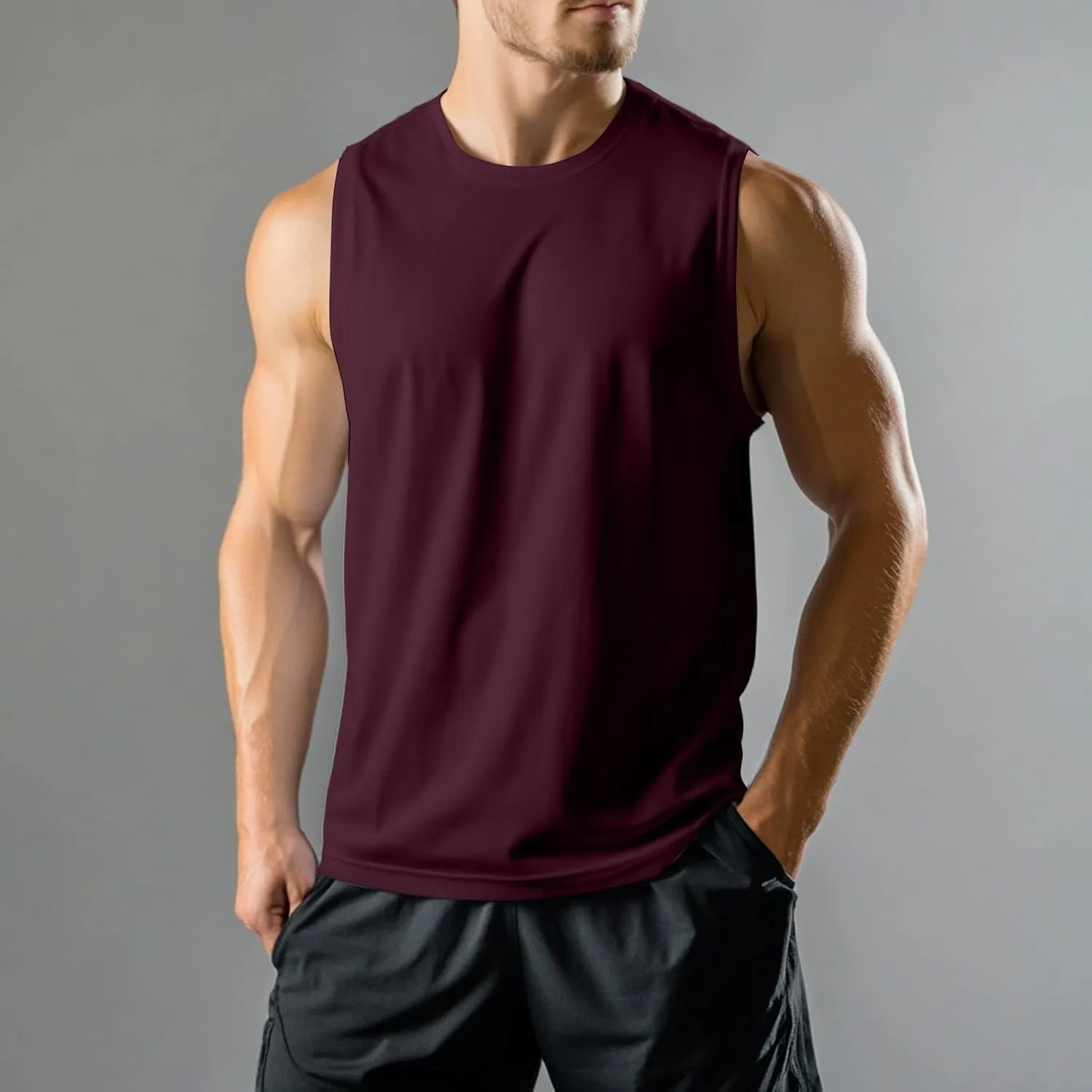Weighted Vest Men 2025 Workout Tank Tops Quick Dry Sleeveless Muscle Tee Shirts for Athletic Gym Running Swim Beach Training
