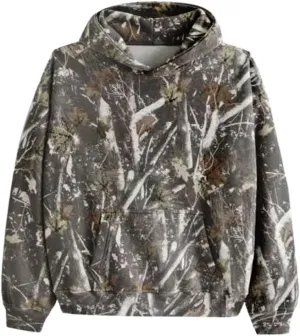 White Camo Hoodie Womens Maple Leaf Print Sweatshirt for Women Trendy Oversized Fleece Hoodies Pullover with Pockets