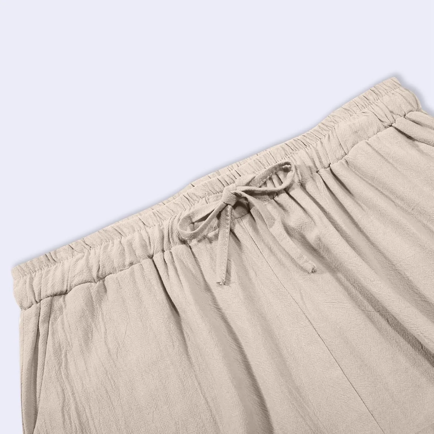 Wide Leg Cotton Linen Pants Women Summer Solid Lounge Trousers with Pockets Comfy Soft Loose Flowy Baggy Casual Pants