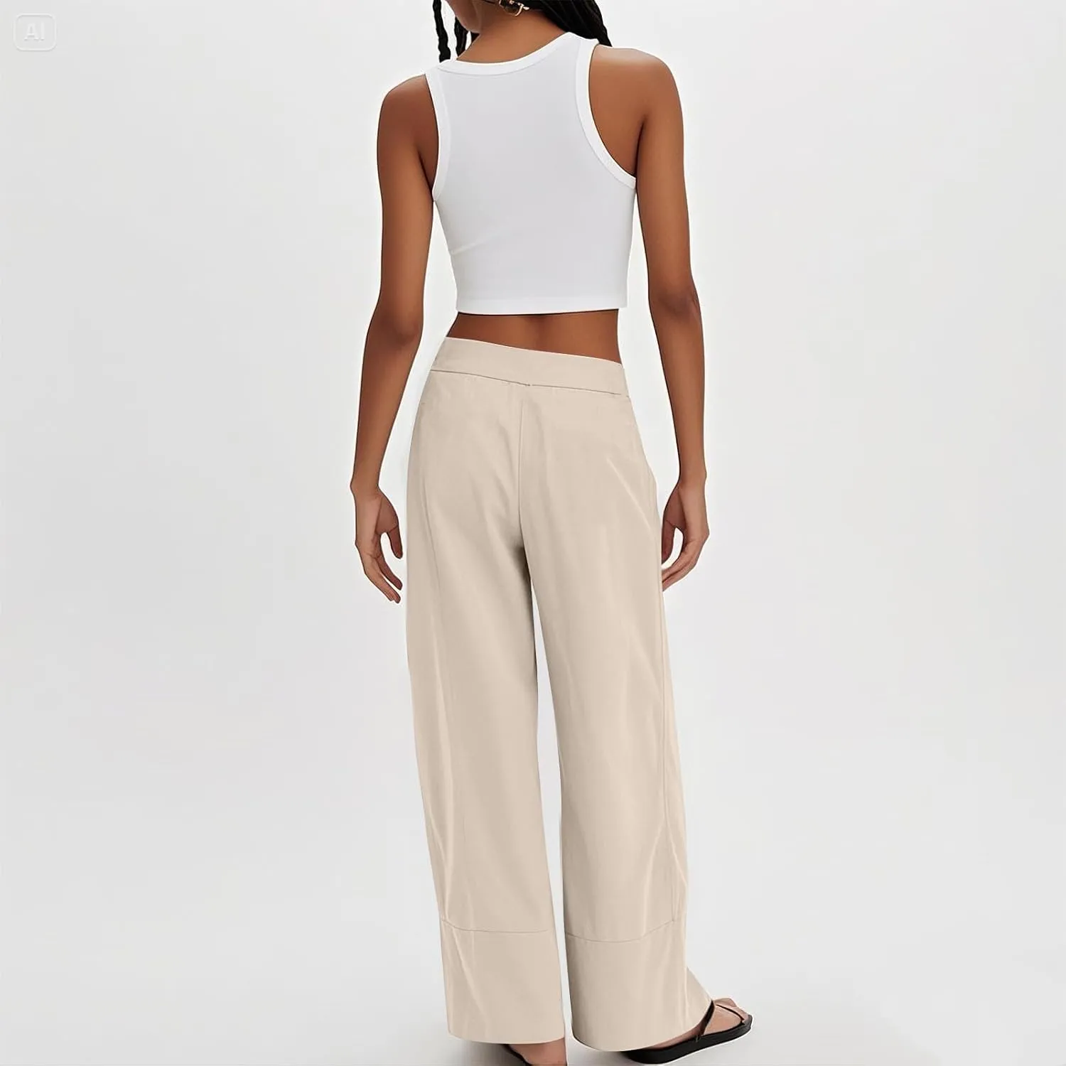 Wide Leg Linen Pants for Women Baggy Lightweight Palazzo Pants with Pockets Summer High Waist Flowy Casual Trousers