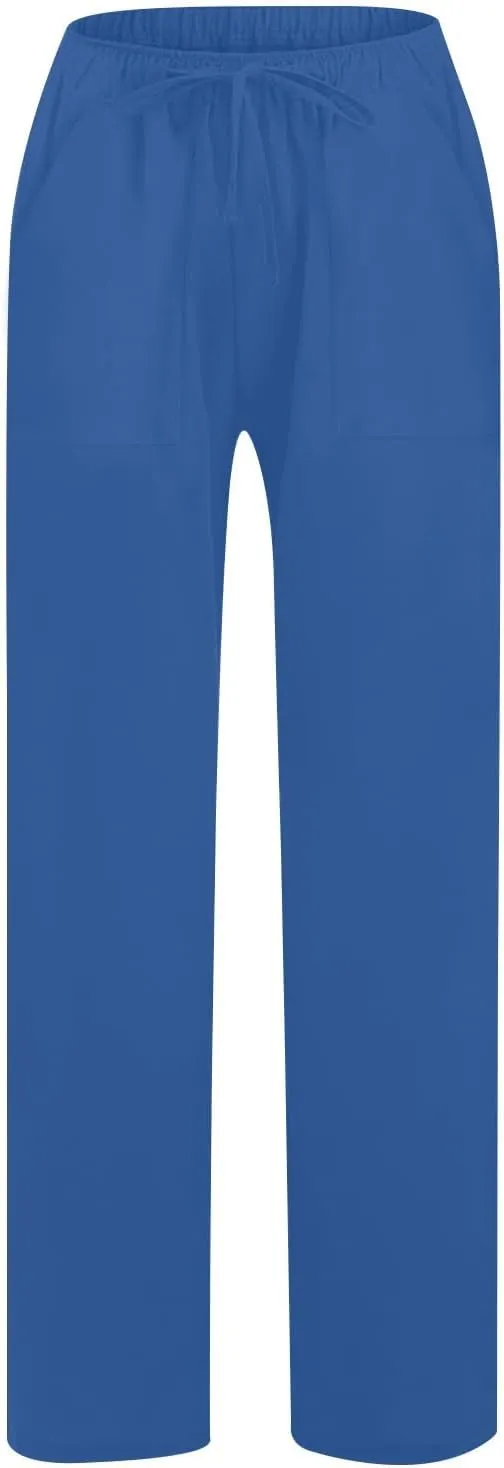 Wide Leg Linen Pants Women Summer Cotton Linen Baggy Pants Casual Cropped Long Trousers Loose High Waisted Slacks