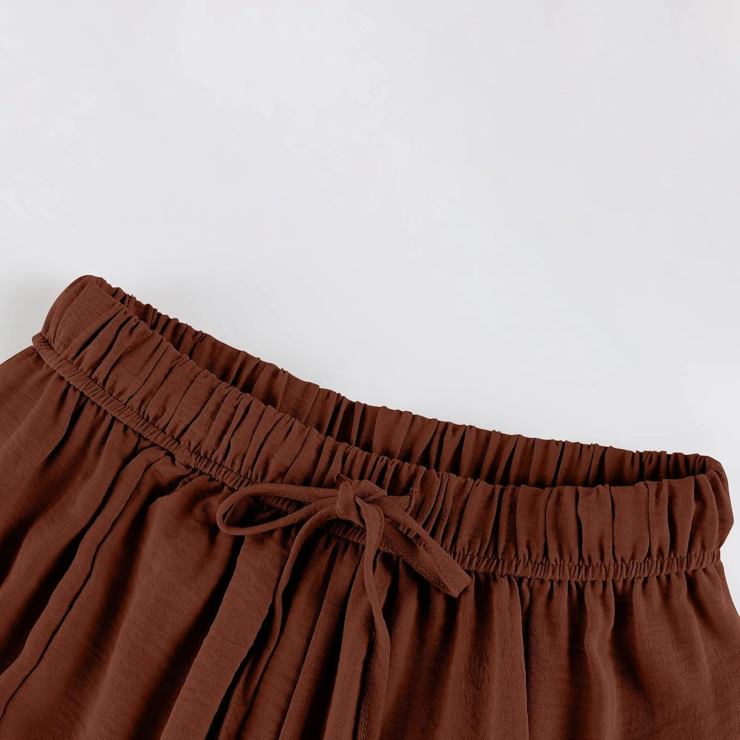 Wide Leg Pants Woman High Waisted Drawstring Boho Pants Summer Lightweight Beach Palazzo Harem Trousers with Pockets